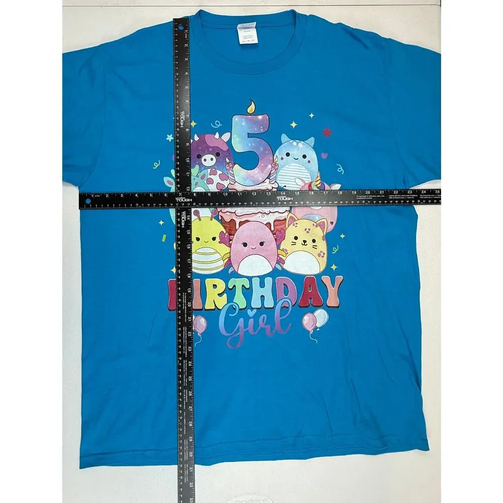 Birthday Girl T‑Shirt – Adult XL – Cute Cartoon Animals & Cake – 100% Cotton